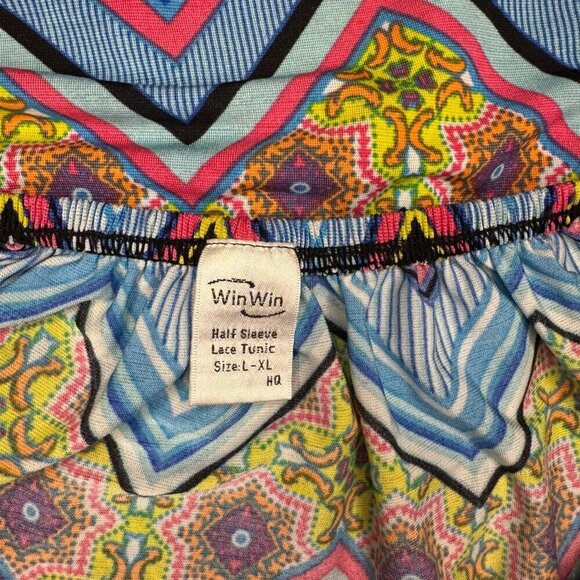 Boho Festival Top L/XL Multicolored Tunic - Picture 3 of 3